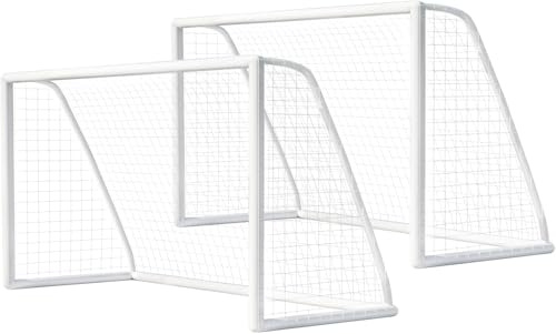 Fussballtore für Garten Kinder und Erwachsene, Anti-Rost Beschichtung - Fußballtor Kinder inkl. Erdanker für optimalen Halt - Fußball Tor mit rundum Polsterung (2 Stück)