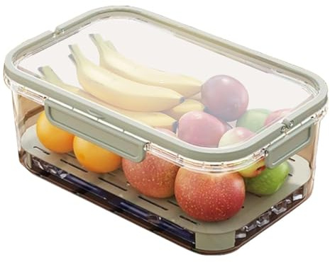 Flaroey Caja Conservación Alimentos Frescos para Refrigerador Portátil, Cajón para Verduras Portátil Gran Capacidad con Asa, Contenedores Almacenamiento Frutas para Refrigerador A