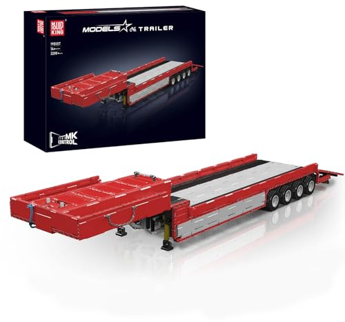 Mould King 19015T Technik Anhänger LKW Bausatz, ferngesteuertes MOC Modell mit App-Steuerung, Pneumatik-Funktion, 3399 Teile Truck Bausteine für Erwachsene und Jugendliche ab 14 Jahren