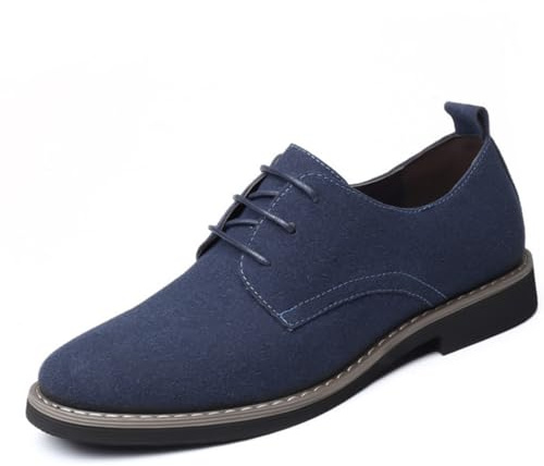 Hixingo Chaussure sans Lacets Homme en Cuir Chaussure Ville Homme 39-48 Classique Velours Brogues Derby Masculin Basse Business Confortables Doux Antidérapantes pour Mariage Costume (Bleu,41)