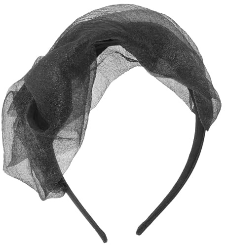 HOMSFOU Bandeau Bibi Rétro Noir pour Femme, Coiffure Fascinatrice Légère en Plastique et Tissu, Confortable à Porter pour Mariage et Soirée Élégante