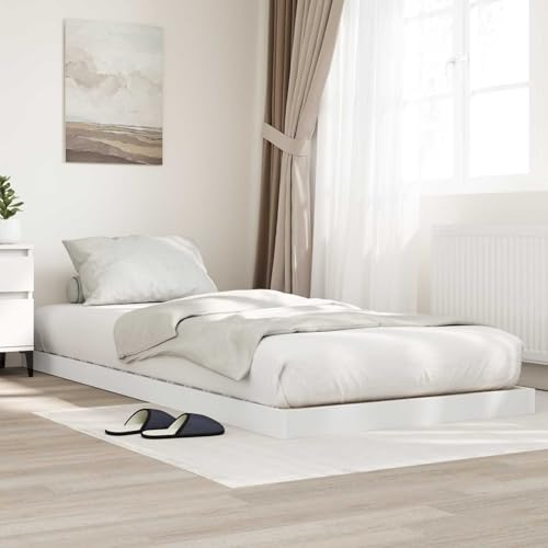 RCODSSK Struttura del letto minimalista 80 x 200 cm, in legno come rete a doghe e telaio futon per letto loft e telaio del letto a pavimento in bianco