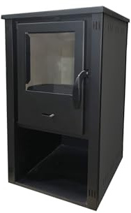 Estufa de Leña de Acero THALIA S de 5,4 kW y Salida Superior de 120 mm - Negra