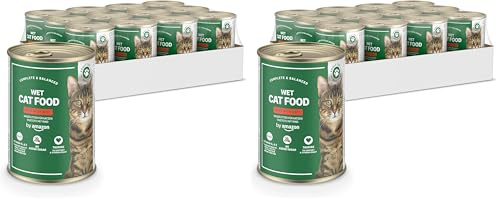 by Amazon Nourriture Humide pour Chat, sans céréales, en Conserve, pâté de bœuf, 12 x 400 g (Lot de 2)