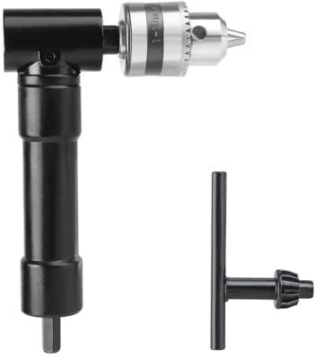 Electric Drill Chuck 90 Degree Drill Chuck Metal/Plastic Adapter 25N·m Torque, Aluminum Alloy 1-10mm Collet for Narrow Space Drilling(Silver)
