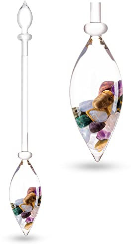 VitaJuwel 5 ELEMENTS Edelsteinphiole mit Amethyst, Chalcedon, Versteinertes Holz, Rosenquarz & Achat für Wachstum und Stabilität