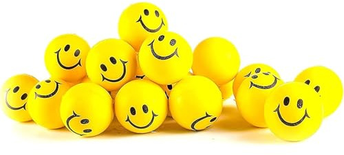 Neliblu 24 Pack Stress Balls for Kids and Adults - 2 Stress Ball in Bulk - Neon Yellow Squishy Balls with Smiley Faces - Fun Party Favors for Classroom, Goodie Bags, and Fidget Toys for Kids