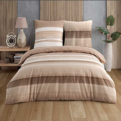 Buymax Bettwäsche 155x220 cm – Bettwäsche Set 2-teilig 155 x 220 cm, Renforcé 100% Baumwolle, Bettbezug mit 1 Kissenbezug 80x80 cm, Oeko-TEX, Reißverschluss, weich und atmungsaktiv