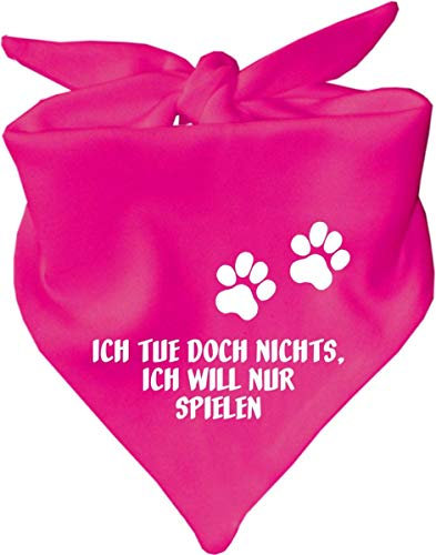 Hunde Dreiecks Halstuch (Fb: pink) (Gr. 2 (68 cm)) Ich tue doch Nichts ich Will nur Spielen