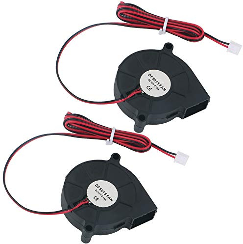 GTIWUNG Pack of 2 DC 12 V Fan for 3D Printer, Brushless Fan, Turbine Blower Cooling Fan, 3D Printer Accessories, 50 x 50 x 15 mm, Black
