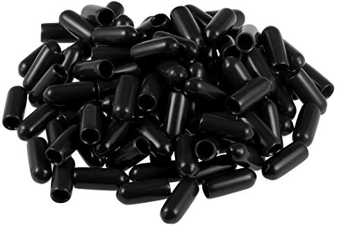 sourcing map 100 Stück Gummi Endkappen 4,5mm Innendurchm. Gummikappen Runde Schutzkappen Gummi Abdeckung Stopfen Möbelgleiter Gewindeschutz Gummifüße für Schrauben Rohr Stuhlbeine, Schwarz