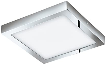 EGLO connect LED Deckenleuchte Fueva-C, Smart Home Deckenlampe | Material: Metallguss, Kunststoff, Farbe: Chrom, L: 30x30 cm, dimmbar, Weißtöne und RGB Farben einstellbar, IP44