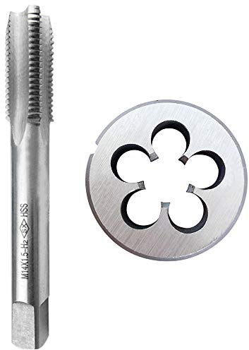 M14 mm x 1,5 métrique HSS Machine Taraud et Filière ronde droite Outils de filetage Compatible with machine à mouler