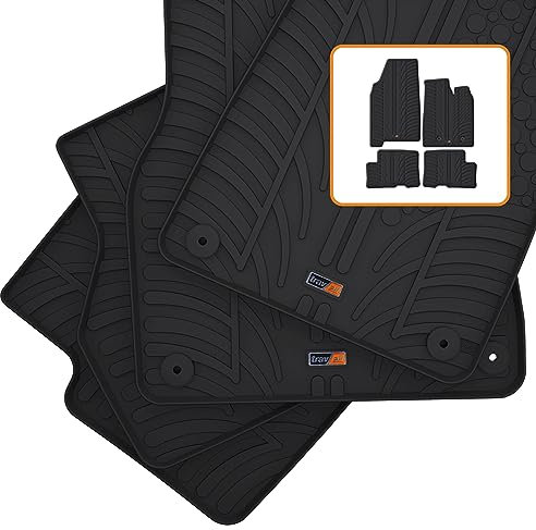 TRAVALL Rubber Car Mats (set of 4) compatible with Dacia Duster (2018-Current) Heavy Duty Floor Mats Moulded Premium Mats Easy Clean Black with Clips - Anti Slip All-Weather Protection