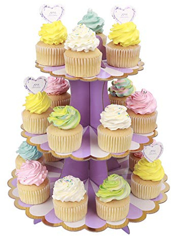MengH-SHOP Cupcake-Ständer, 3 Ebenen, Karton, Halterung für kleine Torten, für Babyparty, Kinder, Party, Geburtstag, Themenparty