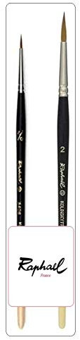 Raphael Kolinsky 8408 Sable XF Point Round Set 2 PCS .Taille 2/0. 2 France Espace Beaux Arts