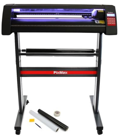 PixMax - Plotter per Taglio Vinile Guida Laser Abbonamento 12 Mesi Software da Taglio - LED - 720mm & Kit per il Weeding Set Iniziale con Vinile e Accessori
