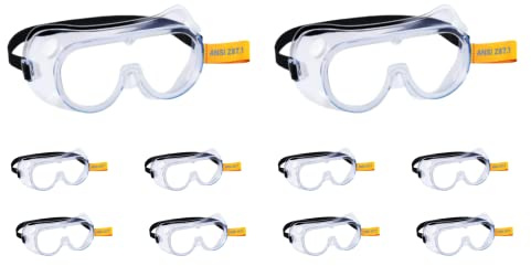 Heden Seger Gafas de Seguridad - Aptas para Gafas - Normas Industriales - Diseño Único de Ventilación - Lente Resistente y Protectora Reforzada – Correa Elástica Ajustable - Paquetes de 5