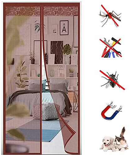 Magnet Fliegengitter Tür Insektenschutz, Magnetisches Moskitonetz, Fliegengitter Tür Automatisches Schließen, Für Balkontür und Terrassentür -280x220cm(110x86inch)