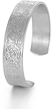 kkjoy Wikinger-Armband aus Edelstahl im Vintage-Stil, Baum des Lebens, Rabe, irische Knoten, 24 Runen, Armreif für Damen und Herren