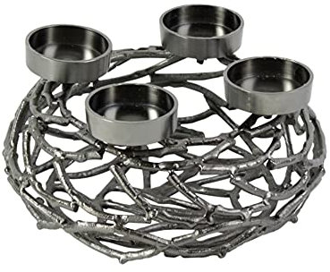 Voss Leuchter Äste 27 cm Silber-schwarz Kerzenhalter Weihnacht Adventskranz