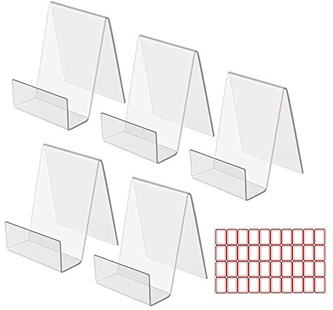 Ailovone Acryl Buchstütze Transparent 5 Stück Plexiglas Buchständer Warenstütze Warenträger Display Tischaufsteller Prospekthalter Bildaufsteller Buchhalter Tisch mit rechteckige (5 Set)
