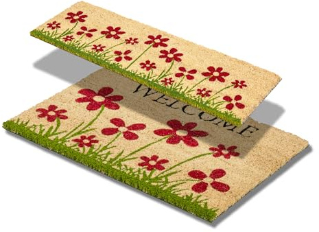 Astra Fußmatte innen beige Schmutzfänger rutschfest - Kokosmatte antibakteriell - Türmatte Set in Größe 25x75 und 40x60 cm - Schmutzfangmatte 100% Kokos
