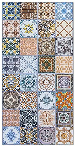 Panorama Tapis Vinyle - Modèle Carreaux Ciments Nijar Original 60x200 cm - Différentes Tailles - Deco Maison, Cuisine, Chambre et Exterieur
