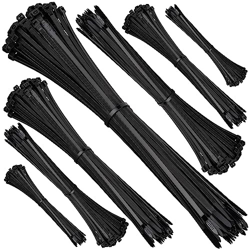 ISOLATECH Kabelbinder Schwarz Set 650x je 100x: 100x2,5mm, 150x2,5mm, 200x3,6mm, 250x3,6mm, 300x3,6mm, 370x 4,8mm + 50x 450x7,6mm