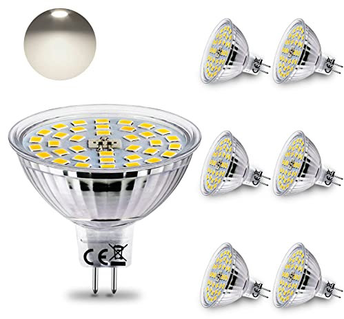 HiBay 6X GU5.3 LED Light Bulbs MR16 4W 400lm 4000K Neutral White Spot Light Replace 35W Halogen Lamp 12V AC/DC GU5.3 Bi-Pin LED Spotlights