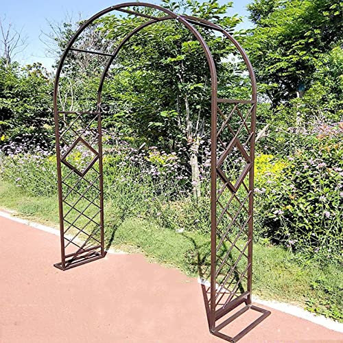 Heavy Duty Garden Arch Arbor Metal Pergola Trellis Archway 5.9x7.5Ft/6.5x7.5Ft/8.5x7.5Ft/9.8x7.5Ft Rose Arches Flower Stand For Climbing Plants, Lawn Patio Backyard Wedding Decoration (Color : Natura