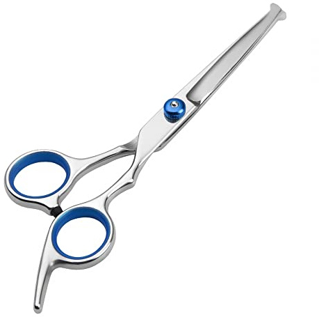 DONGKER Hundeschere, 6,7 Zoll Premium Fellschere Pfotenschere mit Runder Sicherheitsspitze Edelstahl Effilierschere Gebogene/Gerade Haarschere für Hunde Katzen Fellpflege