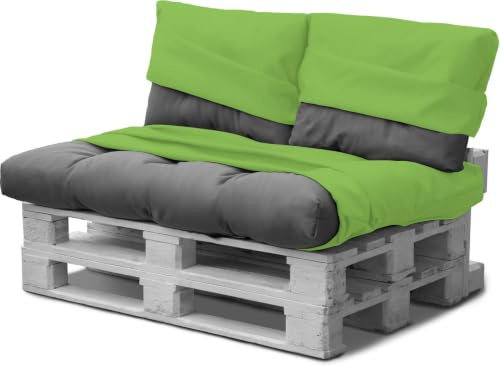 normani Bezüge für Palettenkissen - Ersatzbezüge Palettenkissenbezüge - Auflage - Gartenmöbel für In- und Outdoor Hellgrün 3-Teilig Wasserdicht 80 cm × 120 cm + 42 cm × 60 cm