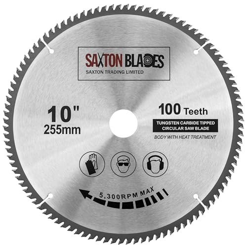 Saxton TCT - Lama per sega circolare per legno, 255 mm x 30 mm, 100 denti, compatibile con Bosch, Makita, DeWalt