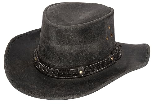 Cowboy Aussie Real Leather Hat Australian Black Western Outback Bush Hat