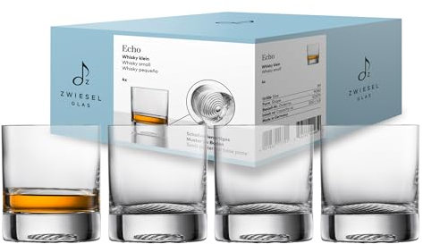Zwiesel Glas Whiskyglas klein Echo (4-er Set), moderner Tumbler für Whisky, spülmaschinenfeste Tritan-Kristallgläser, Made in Germany (Art.-Nr. 123379)