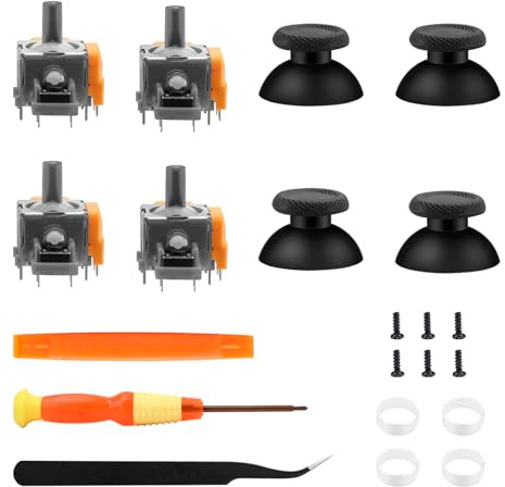 TOMSIN Lot de 4 joysticks de rechange pour manette PS5, module capteur analogique 3D à effet Hall avec capuchon de joysticks pour Playstation 5 DualSense Conrtoller, kit de réparation pour manette PS5