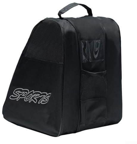 Schlittschuh-Tasche, Rollschuh-Tasche mit dreilagigem Design, reichlich Stauraum für Schlittschuhe, Rollschuhe, Rollschuh-Teile (schwarz)
