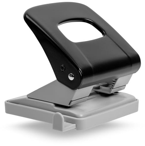 Locher - TÜV GS - Stabil und kräftig für 25 Blatt - A4, A5, A6 - Büro, Schule, Uni und Zuhause - aus Metall - Anschlagschiene mit Formatangaben - Registraturlocher Papierlocher Bürolocher Hole Puncher
