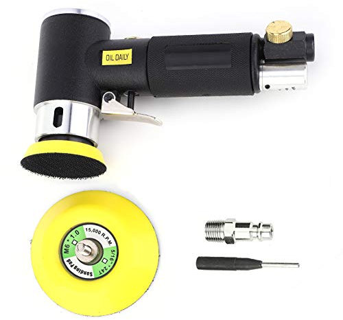 Lijadora de ángulo de Aire, Pulido de Alta Velocidad, Pulidora Orbital, para Muebles de Madera Metálica, Aluminio de Acero, con Válvula Reguladora de Aire con Cierre de Gancho y