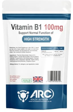 Vitamin B1 Thiamine 100mg 120 Vegetarian Tablets - High Strength B1 Supplement, Supports Energy Production, Made in The UK