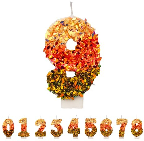 Pailletten Geburtstagskerzen 9 Zahlen, 3D Mehrfarbig 9st Geburtstagskerzen für Kuchen, handgemachte Glitter glänzend Geburtstag Kuchentopper - Perfekt für Thematische Geburtstagsfeiern