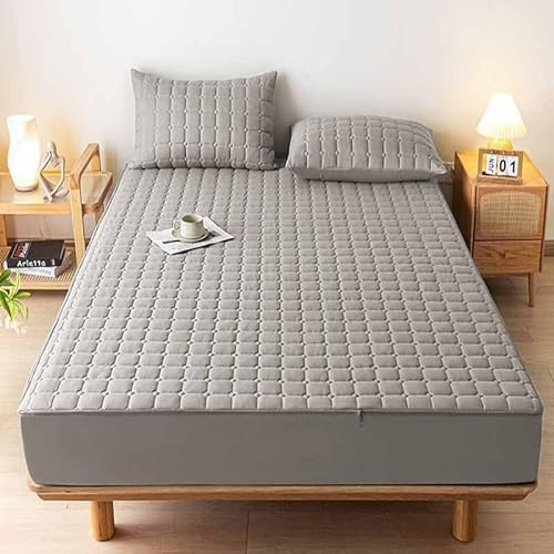 HLTQL Coprimaterasso con Cerniera Matrimoniale Personalizzabile Fodera Materasso Singolo Trapuntata/Imbottito Lenzuolo Copri Proteggi Materasso Topper Lavabile Rivestimento(A4,180 * 200+25cm)