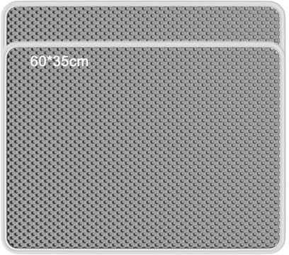2er Set Katzenklo Matte, 60x35cm EVA Katzenstreu Matte Katzenklo Unterleger Waben Katzenmatte Vorleger wasserdichte Doppelte Schichte Entwurf Bienenwabe Matte Katzentoilette für Litter -Grau