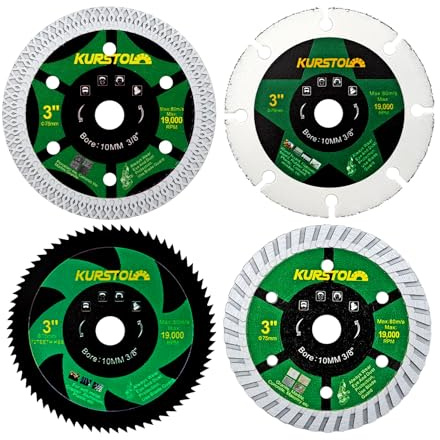 KURSTOL Disque Diamant - 4 pièces 75mm x 10mm Disques à Tronçonner Diamanté pour Carrelage Métal Bois Béton