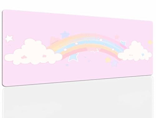 Tapis de Souris Rainbow, Tapis Souris XL, 900x400x4mm Tapis de Bureau Gaming AntidéRapant, Tapis Bureau étanche, sous-Main pour Clavier et Souris, Mouse Pad Mat, pour Gamer, Ordinateur, Pc 983