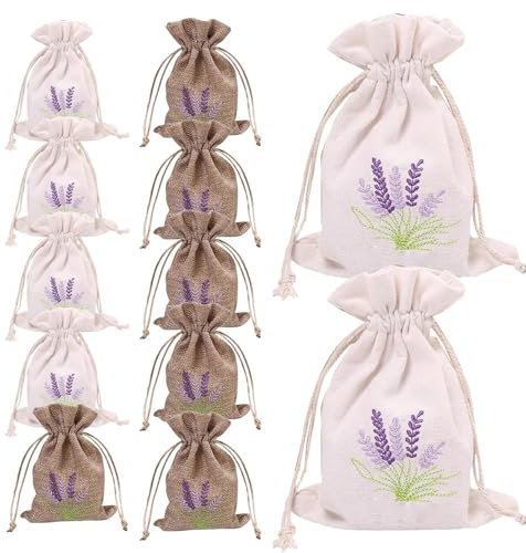 Leere Beutelbeutel, bestickt, leer, Lavendel-Stoffbeutel mit Kordelzug, Lavendel-Säckchen-Halter, Duftbeutel für Schubladen und Schränke