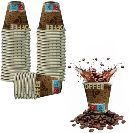 topolenashop 100 Bicchieri in Carta 85ml 200ml 300ml Per Bevande Calde Fredde, Bicchieri XXXl Ecologici Biodegradabili Monouso Made in Italy Per Caffe' Orzo Tè cappuccino birra bibite (Capacità 85ml)