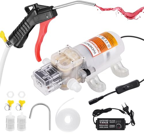 YUCHENGTECH Electric Wine Transfer Pump with Flow Control & Auto Start-Stop | Homebrew Beer Pump Includes Liquid Filling Gun, 4m Hose and 2 Filters Low Noise Ideal for Pumping Wine Beer Beverages