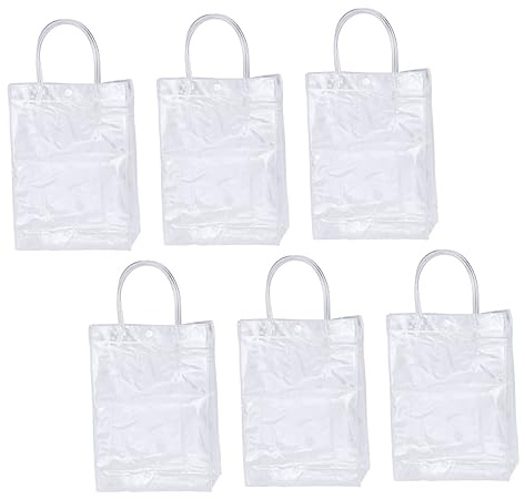 SOPOTUTU 6stücke Teiliges Transparente Pvc Geschenkverpackungsbeutel Wasserdichte Geschenktüten Mit Tragegriff Vielseitige Tote Bags Für Party Einkauf Weihnachten Aufbewahrung Kleiner Gegen